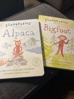 Slumberkins Alpaca & Bigfoot Board Books - Pastel Blue & Yellow Covers